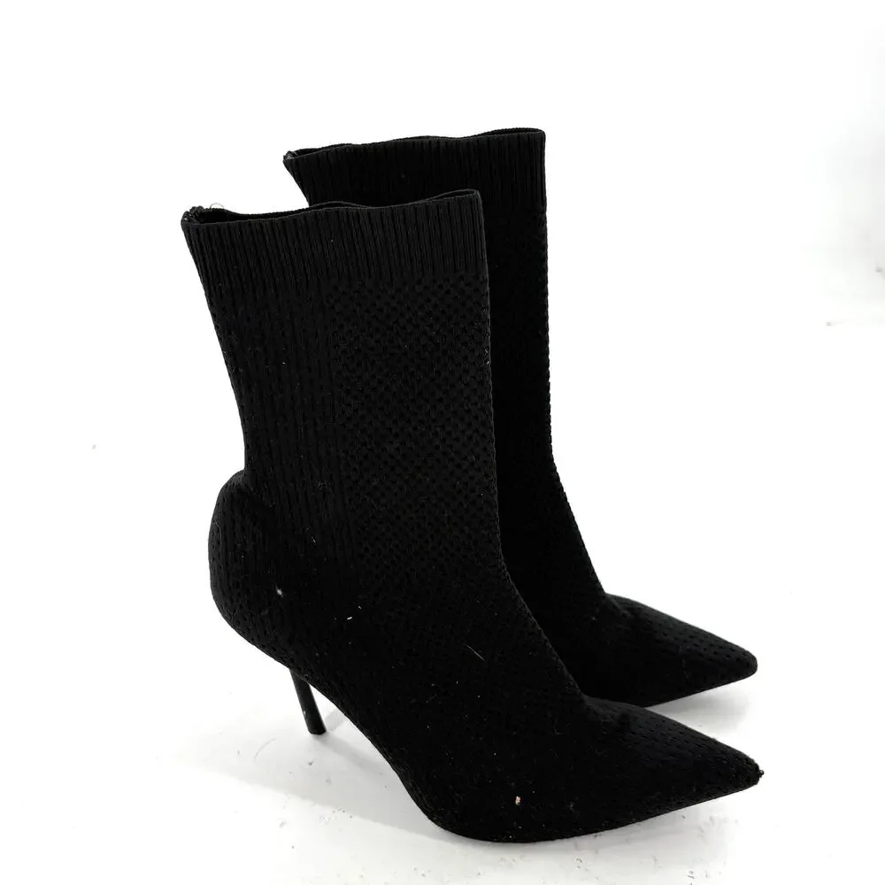 Zara Sock Boots 36 6 Heel Ankle Booties Glam Dressy Capsule Minimalist